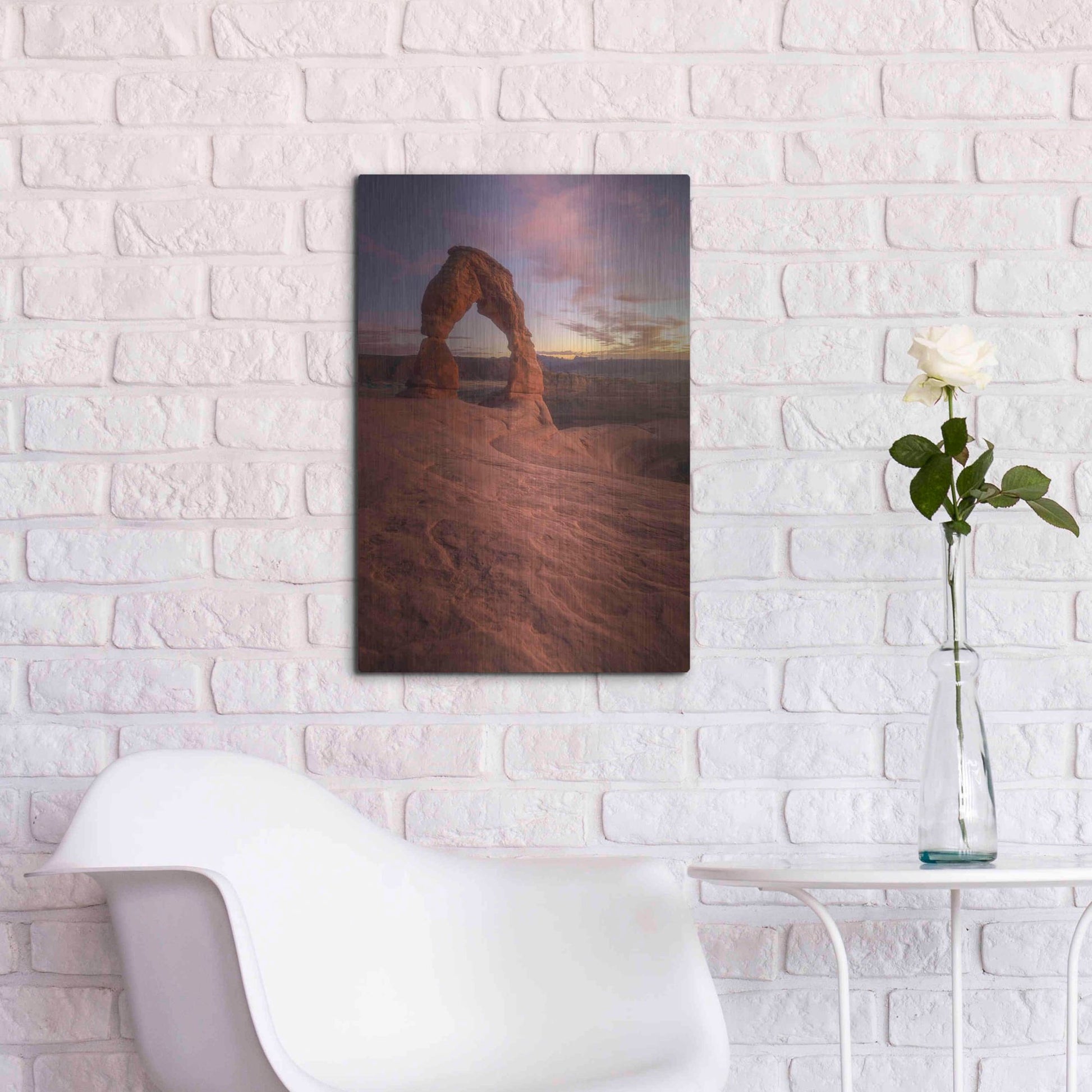 Luxe Metal Art 'Lonesome Sunset - Arches National Park' by Darren White, Metal Wall Art,16x24