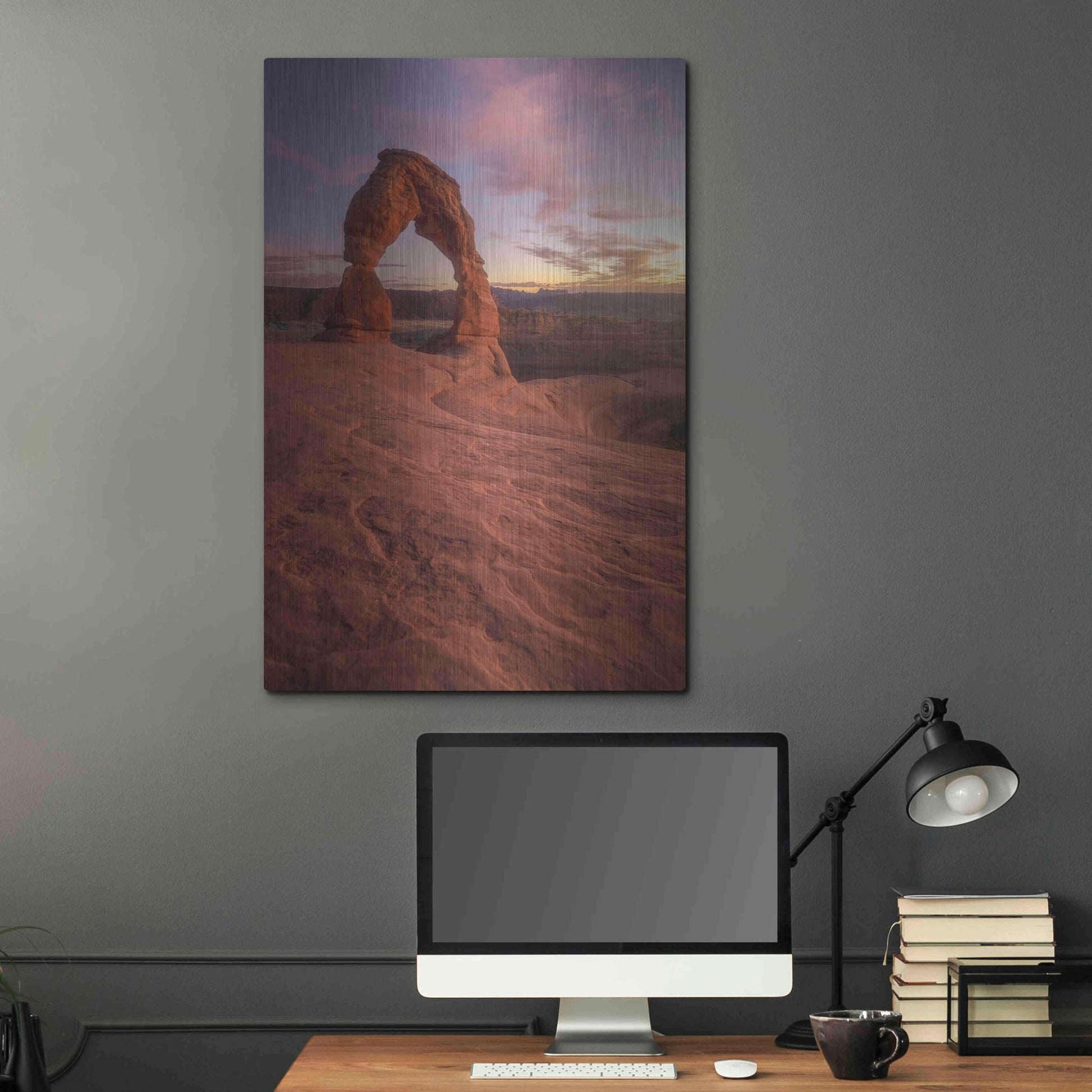 Luxe Metal Art 'Lonesome Sunset - Arches National Park' by Darren White, Metal Wall Art,24x36