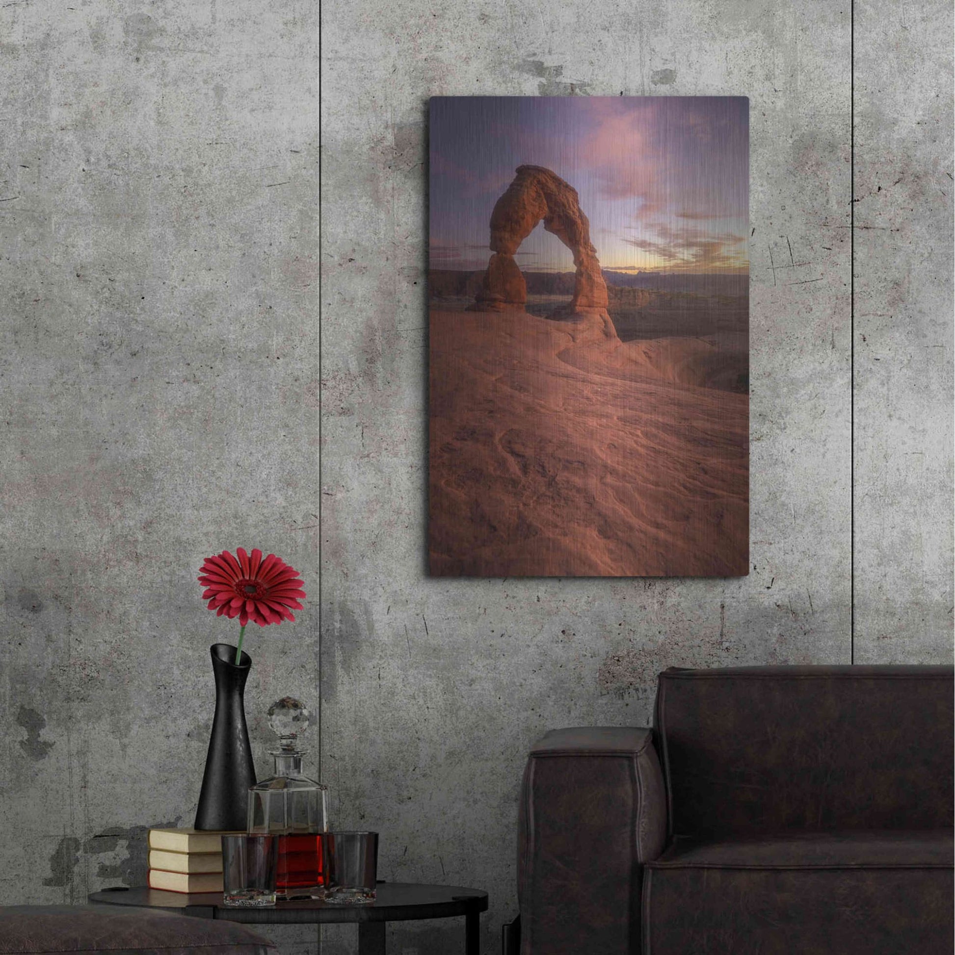 Luxe Metal Art 'Lonesome Sunset - Arches National Park' by Darren White, Metal Wall Art,24x36