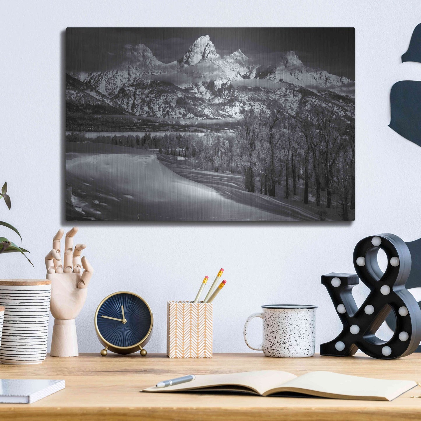 Luxe Metal Art 'Majestic Peaks - Grand Teton National Park' by Darren White, Metal Wall Art,16x12