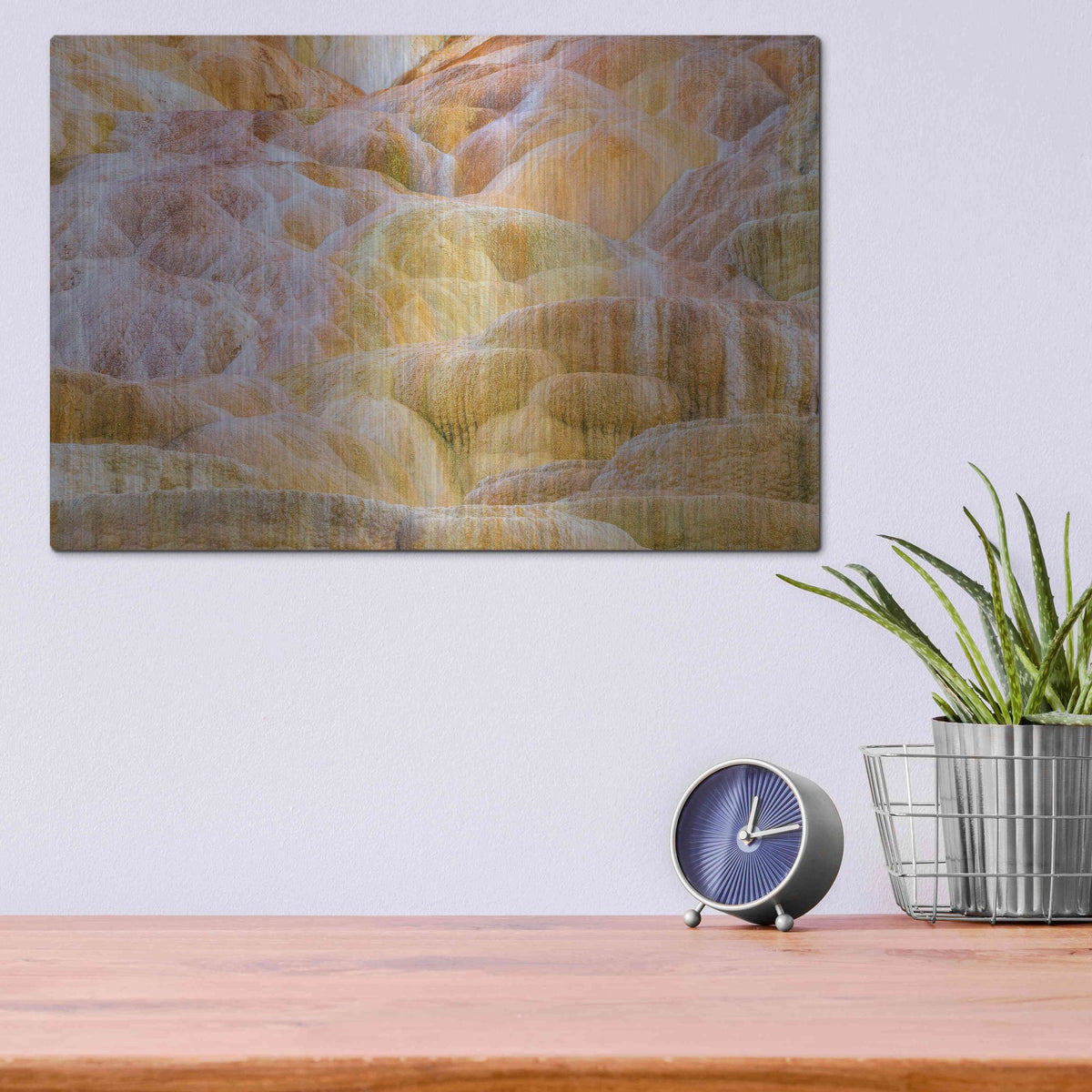 Luxe Metal Art 'Mammoth Palette - Yellowstone National Park' by Darren White, Metal Wall Art,16x12
