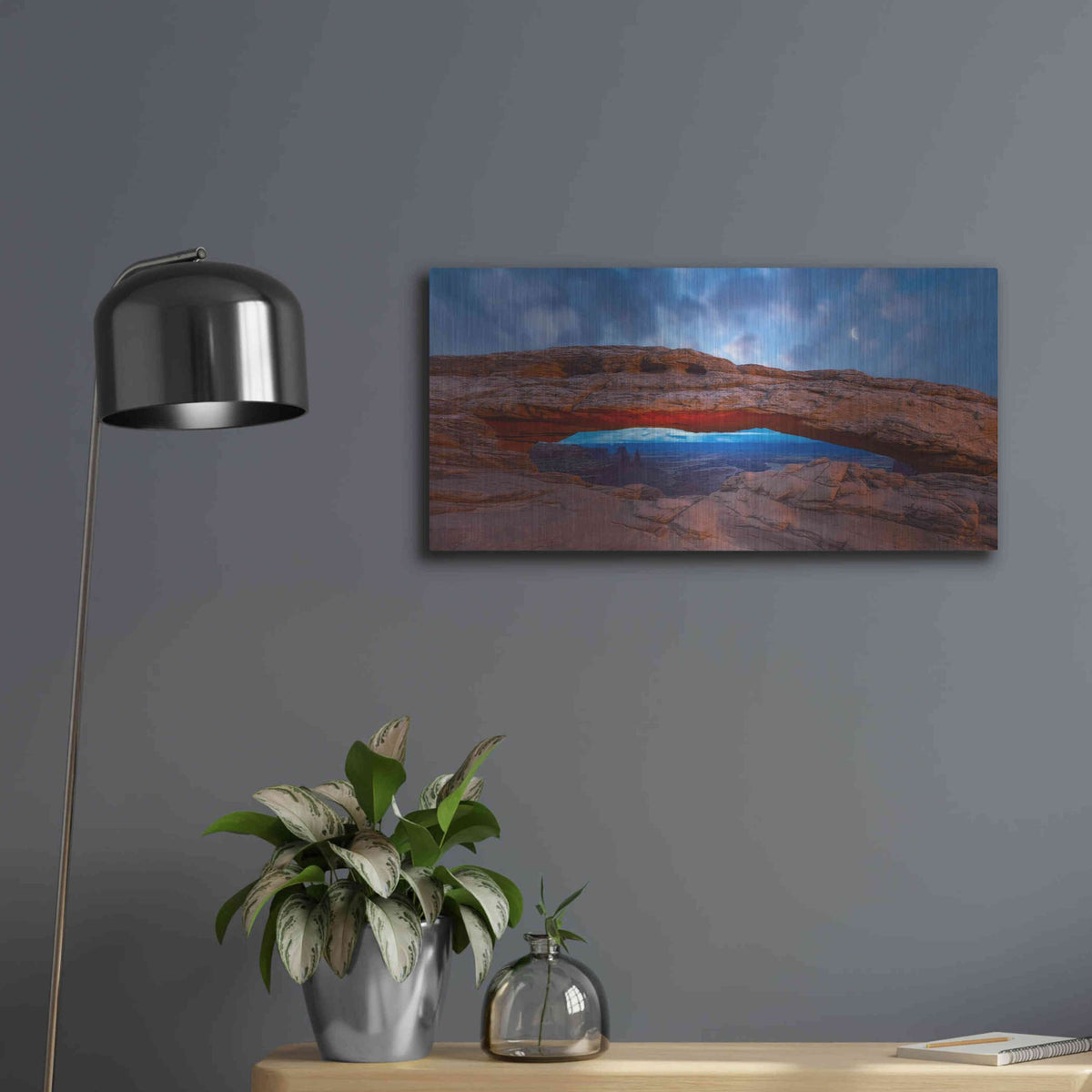 Luxe Metal Art 'Moonrise over Mesa - Canyonlands National Park' by Darren White, Metal Wall Art,24x12