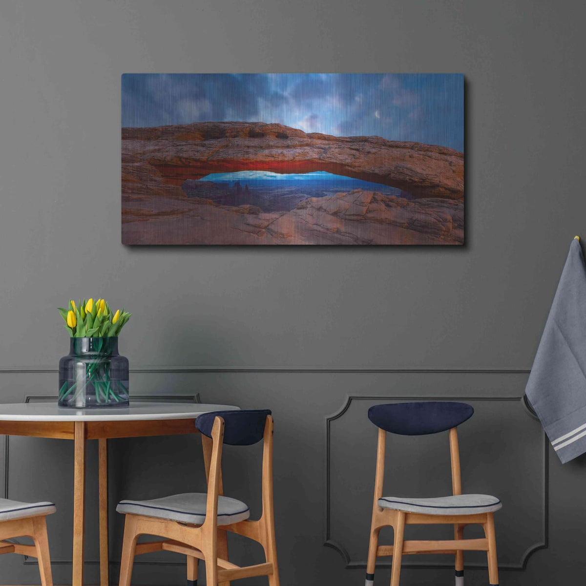 'Moonrise over Mesa - Canyonlands National Park' by Darren White – Metal Wall Art, 48x24 room view