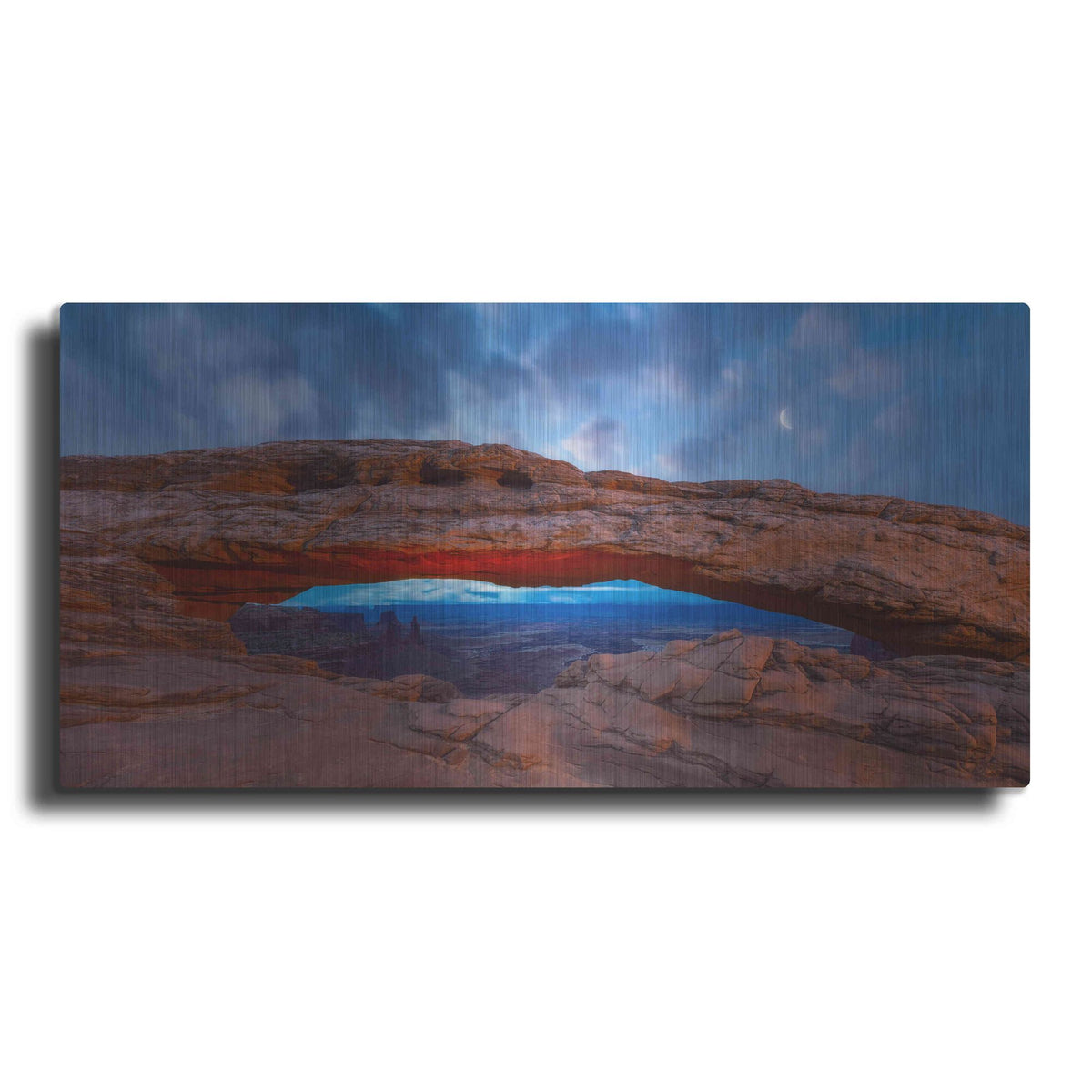 Luxe Metal Art 'Moonrise over Mesa - Canyonlands National Park' by Darren White, Metal Wall Art