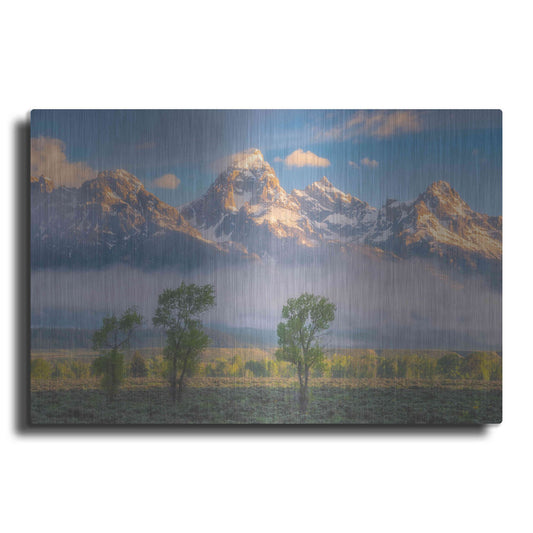 Luxe Metal Art 'Morning Fog In the Tetons - Grand Teton National Park' by Darren White, Metal Wall Art