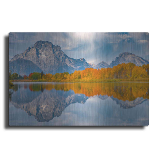 Luxe Metal Art 'Oxbows Autumn - Grand Teton National Park' by Darren White, Metal Wall Art