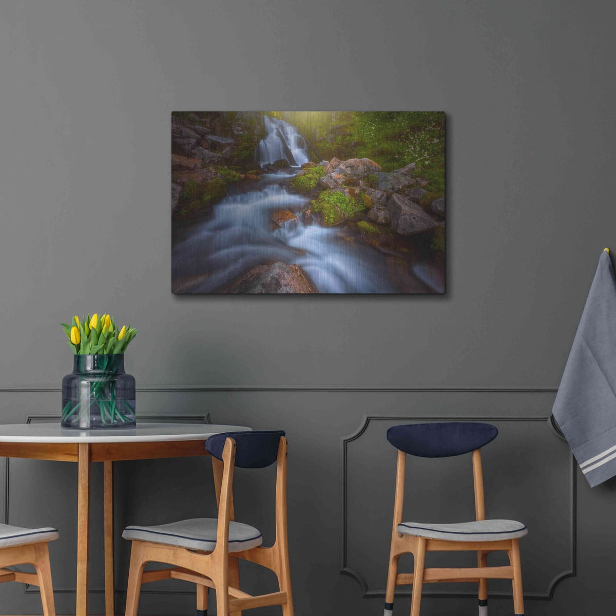 'Sunbeam Falls - Mount Rainier National Park' by Darren White – Metal Wall Art, 36x24 room view