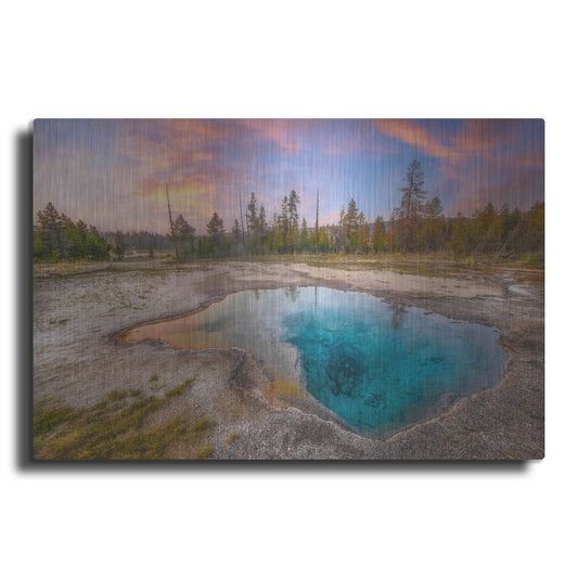 Luxe Metal Art 'Thermal Sunset - Yellowstone National Park' by Darren White, Metal Wall Art