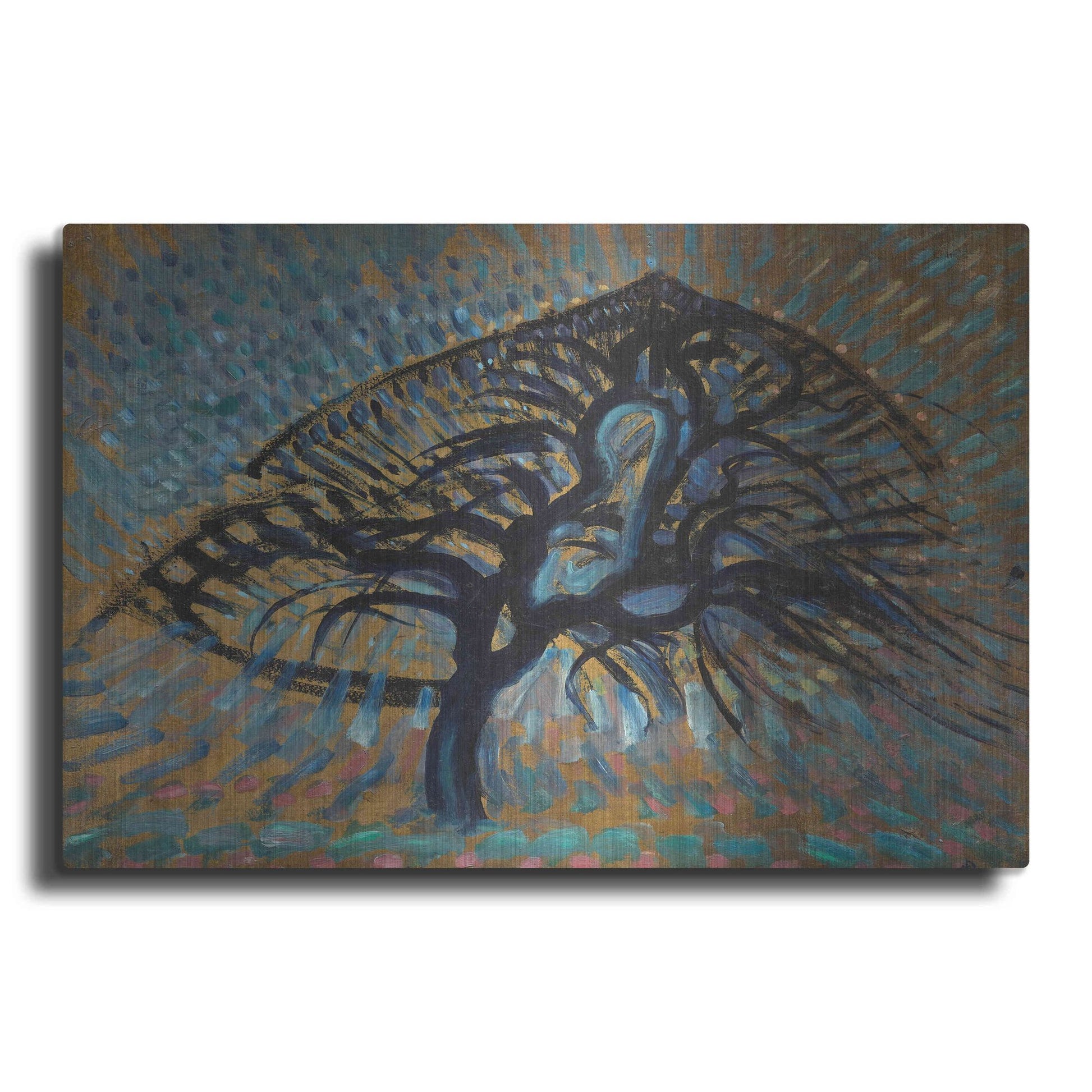 Luxe Metal Art 'Apple Tree, Pointillist Version 1908–1909' by Piet Mondrian, Metal Wall Art