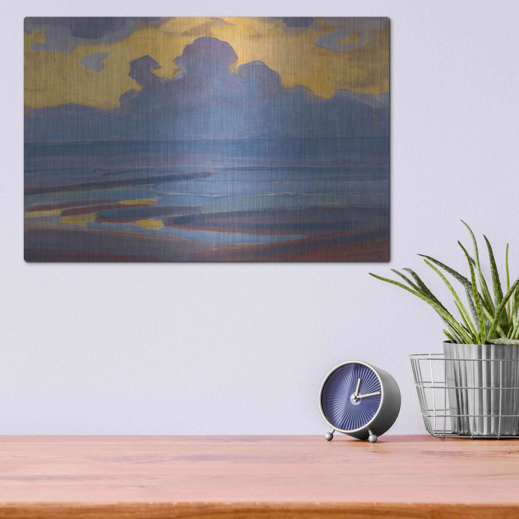 Luxe Metal Art 'By the Sea-1909' by Piet Mondrian, Metal Wall Art,16x12
