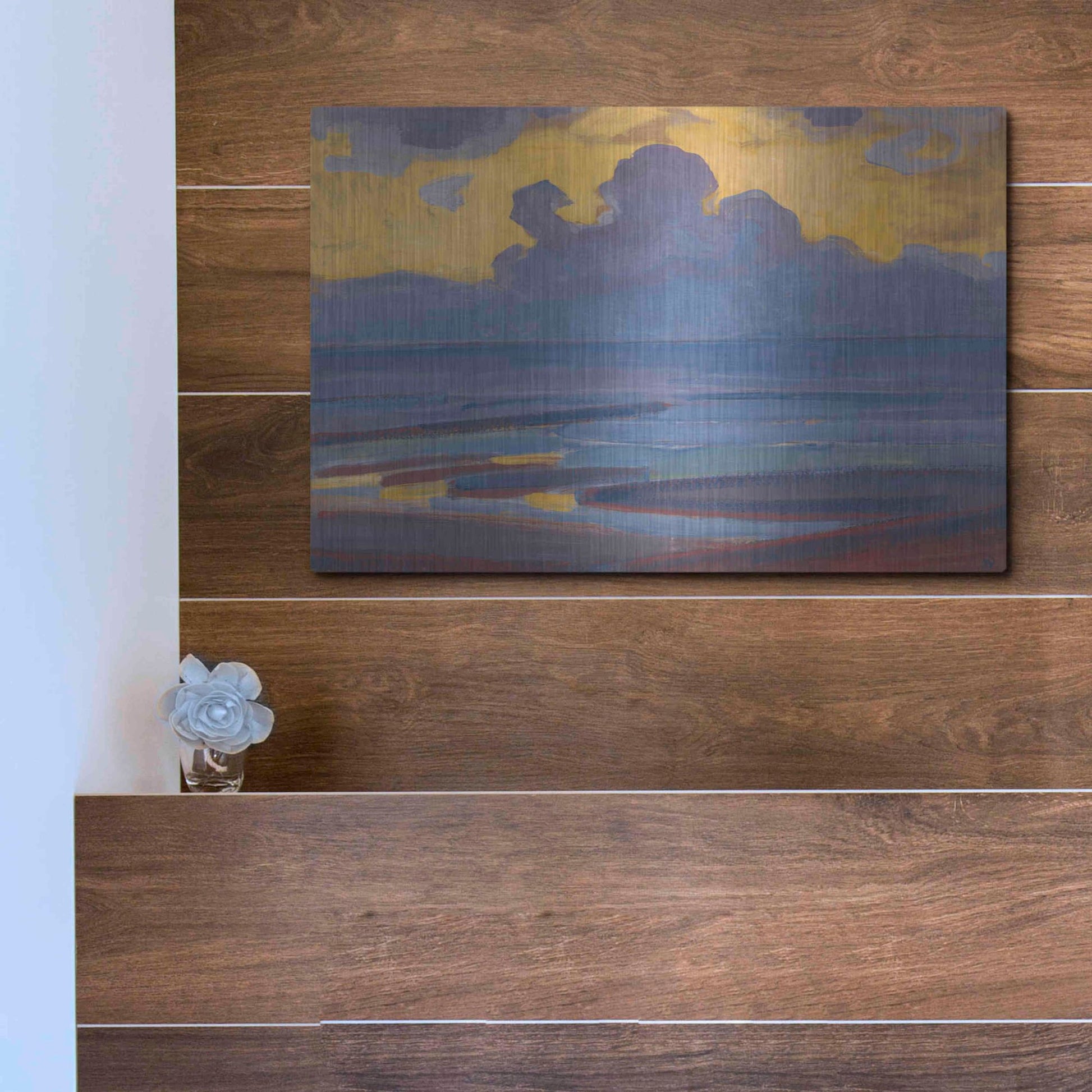 Luxe Metal Art 'By the Sea-1909' by Piet Mondrian, Metal Wall Art,16x12