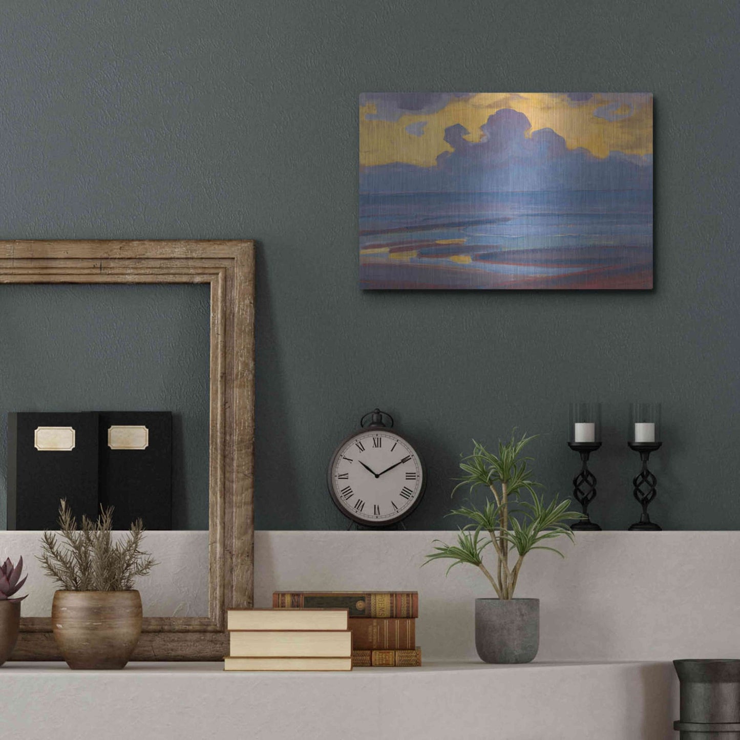 Luxe Metal Art 'By the Sea-1909' by Piet Mondrian, Metal Wall Art,16x12