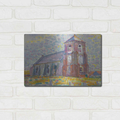 Luxe Metal Art 'Church In Zoutelande-1909' by Piet Mondrian, Metal Wall Art,16x12