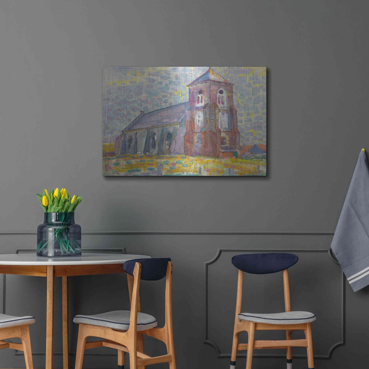 'Church In Zoutelande-1909' by Piet Mondrian – Metal Wall Art, 36x24 room view