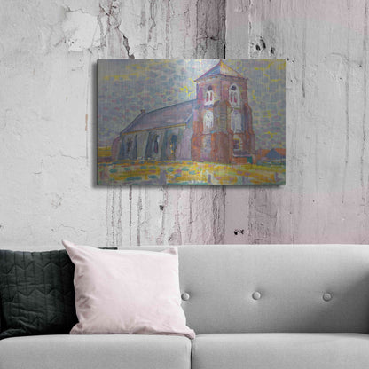 Luxe Metal Art 'Church In Zoutelande-1909' by Piet Mondrian, Metal Wall Art,36x24