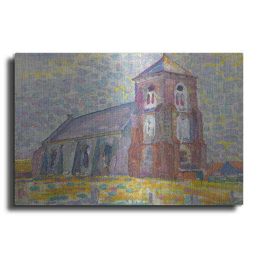 Luxe Metal Art 'Church In Zoutelande-1909' by Piet Mondrian, Metal Wall Art