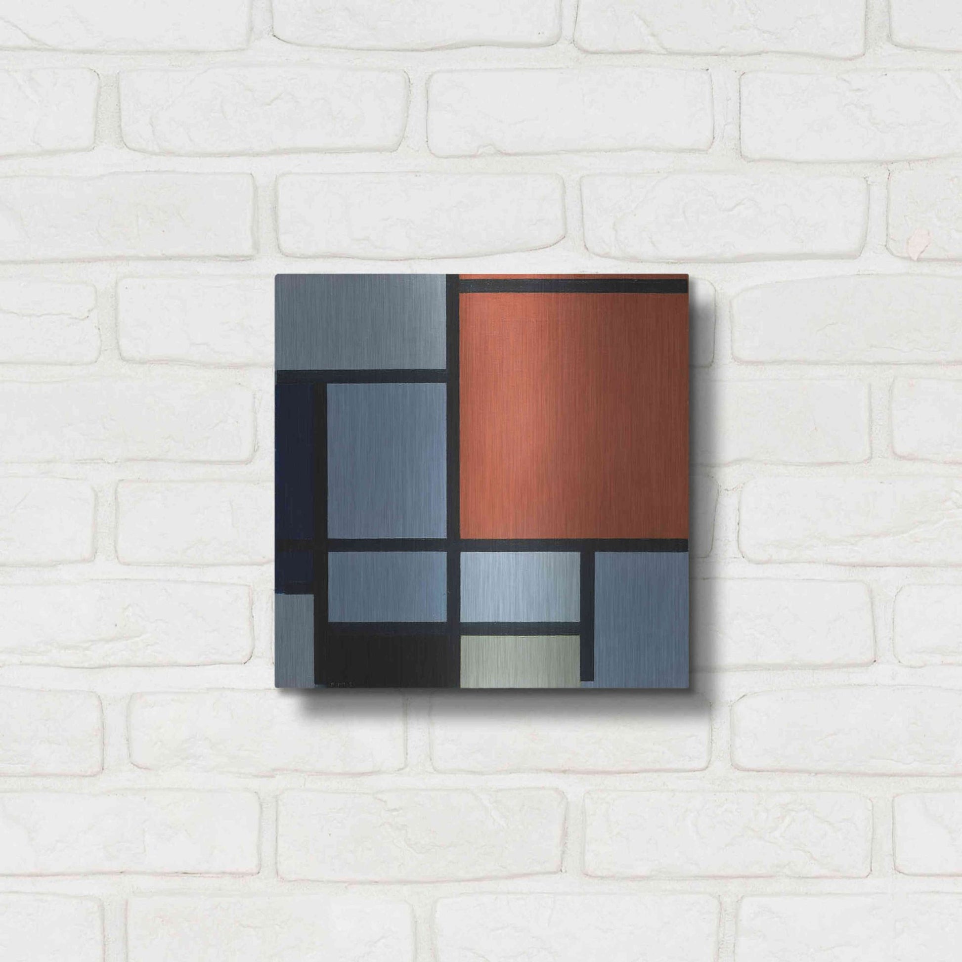 Luxe Metal Art 'Composition 1921' by Piet Mondrian, Metal Wall Art,12x12