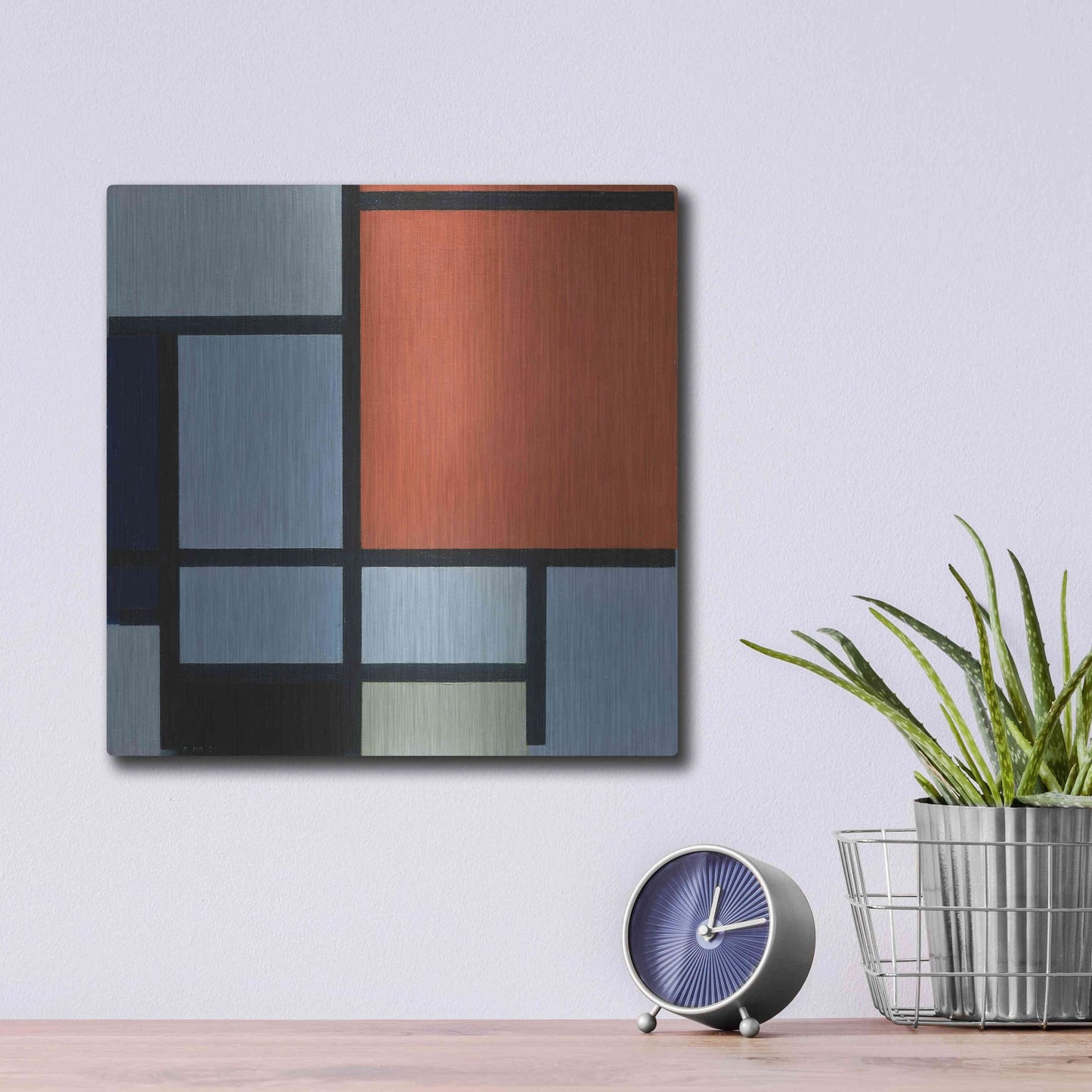 Luxe Metal Art 'Composition 1921' by Piet Mondrian, Metal Wall Art,12x12