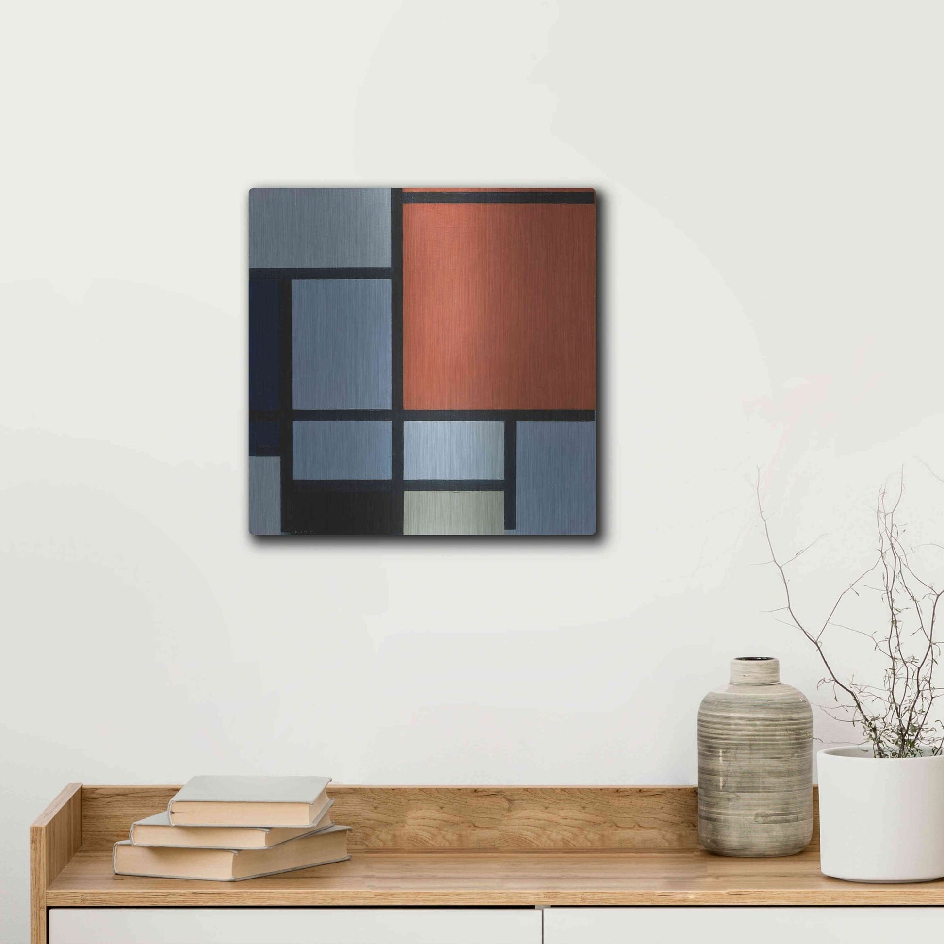 Luxe Metal Art 'Composition 1921' by Piet Mondrian, Metal Wall Art,12x12