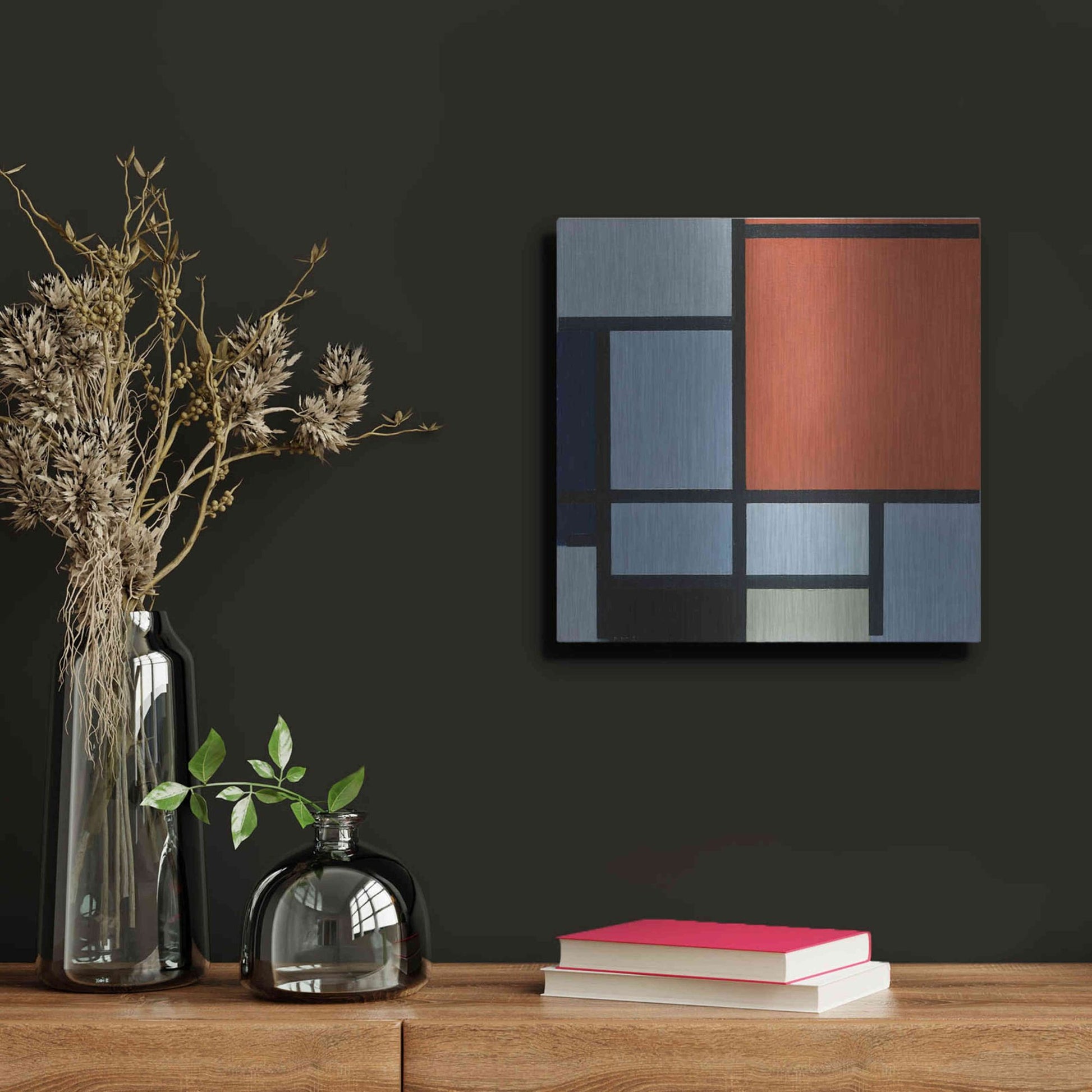 Luxe Metal Art 'Composition 1921' by Piet Mondrian, Metal Wall Art,12x12