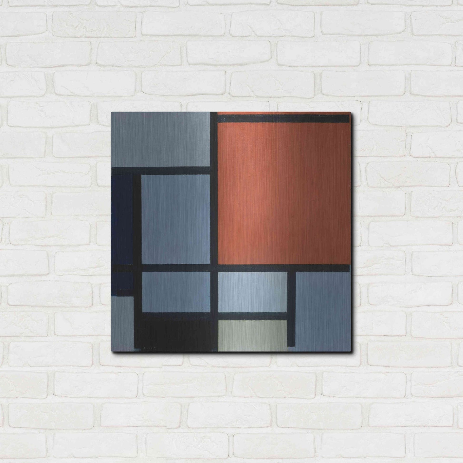 Luxe Metal Art 'Composition 1921' by Piet Mondrian, Metal Wall Art,24x24