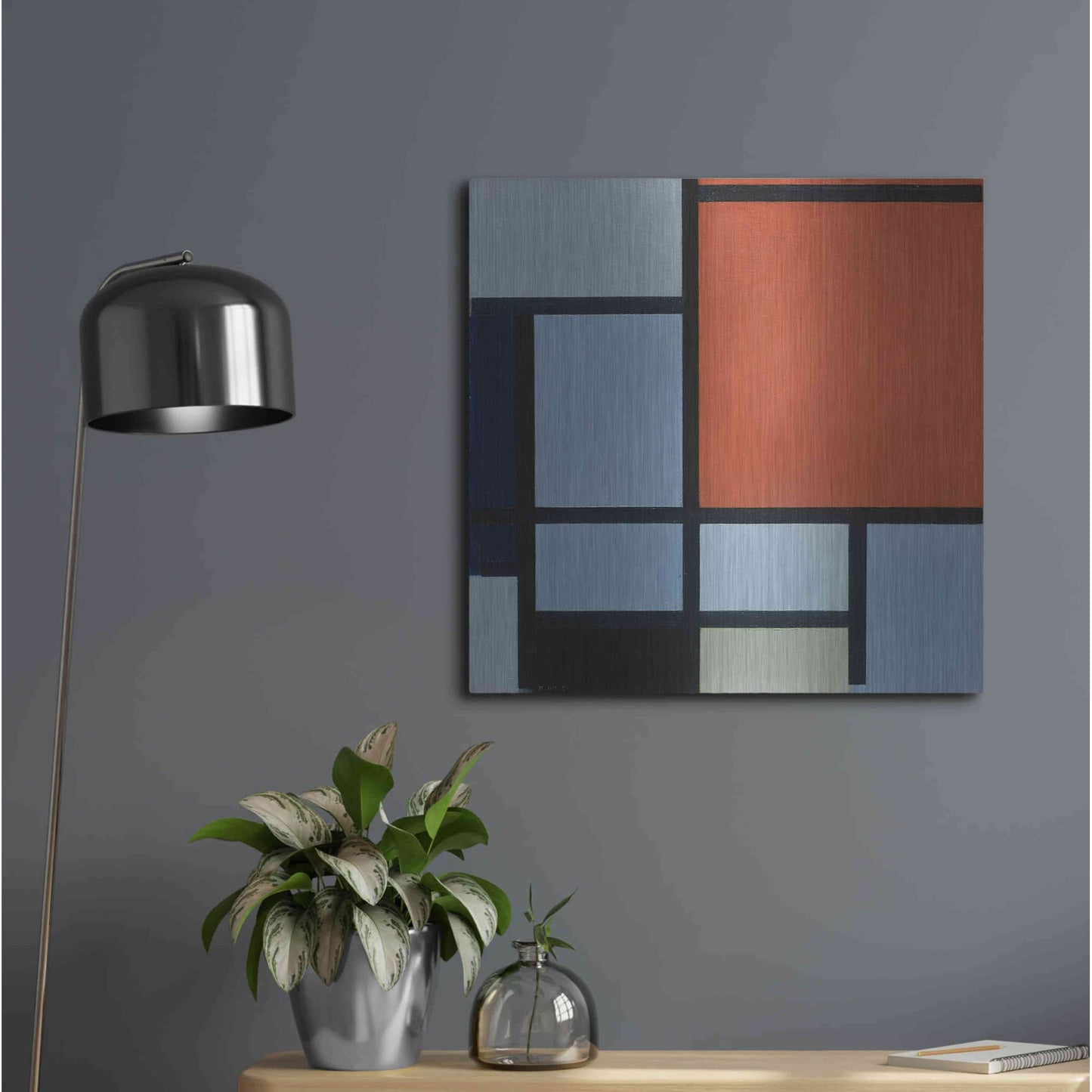 Luxe Metal Art 'Composition 1921' by Piet Mondrian, Metal Wall Art,24x24