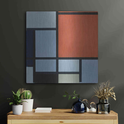 Luxe Metal Art 'Composition 1921' by Piet Mondrian, Metal Wall Art,24x24