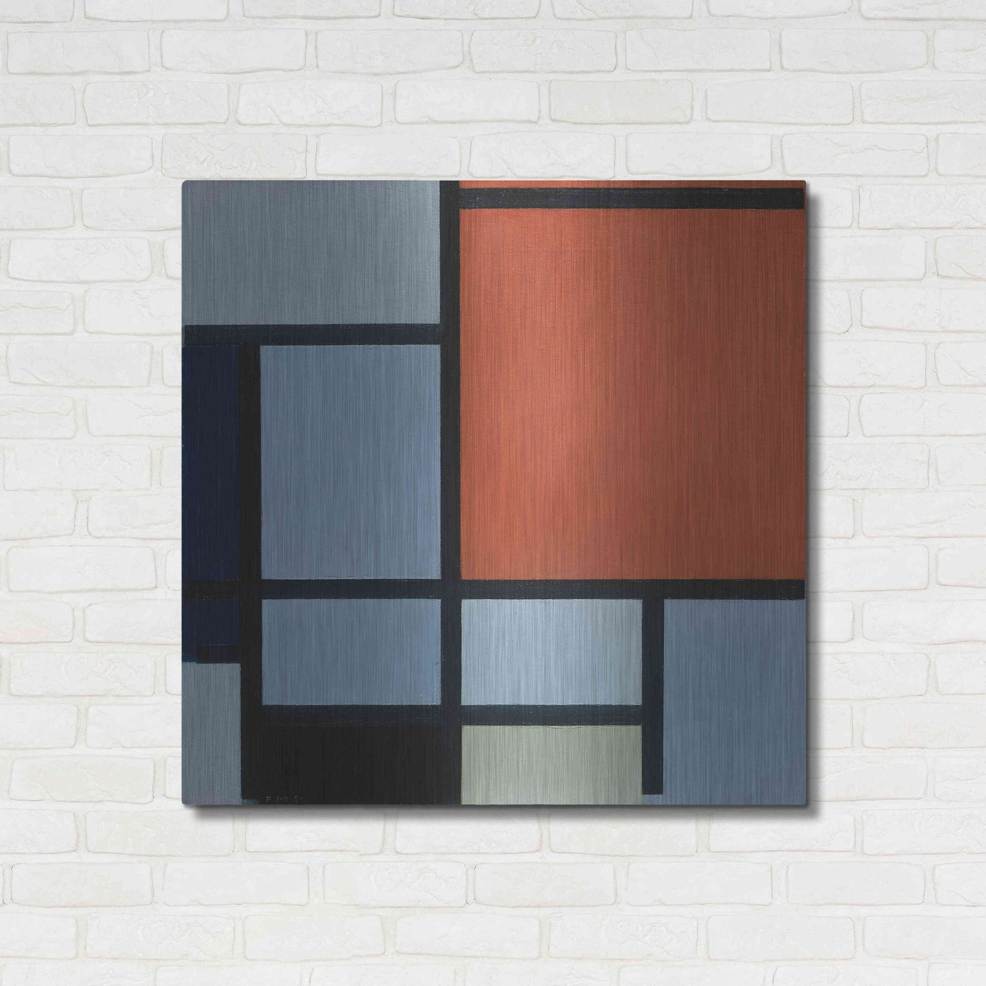 Luxe Metal Art 'Composition 1921' by Piet Mondrian, Metal Wall Art,36x36