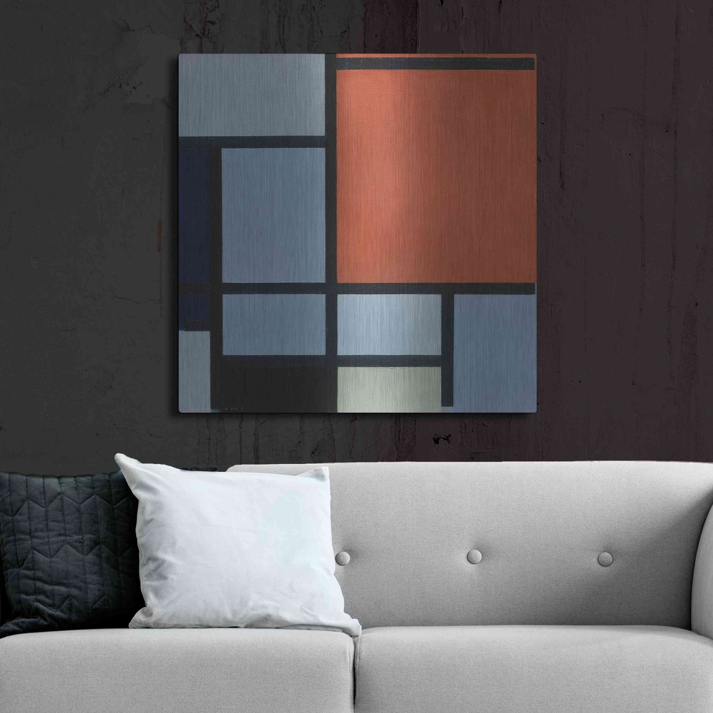 Luxe Metal Art 'Composition 1921' by Piet Mondrian, Metal Wall Art,36x36