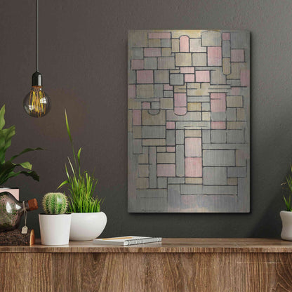 Luxe Metal Art 'Composition 8, 1914' by Piet Mondrian, Metal Wall Art,12x16
