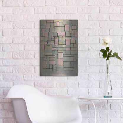 Luxe Metal Art 'Composition 8, 1914' by Piet Mondrian, Metal Wall Art,16x24