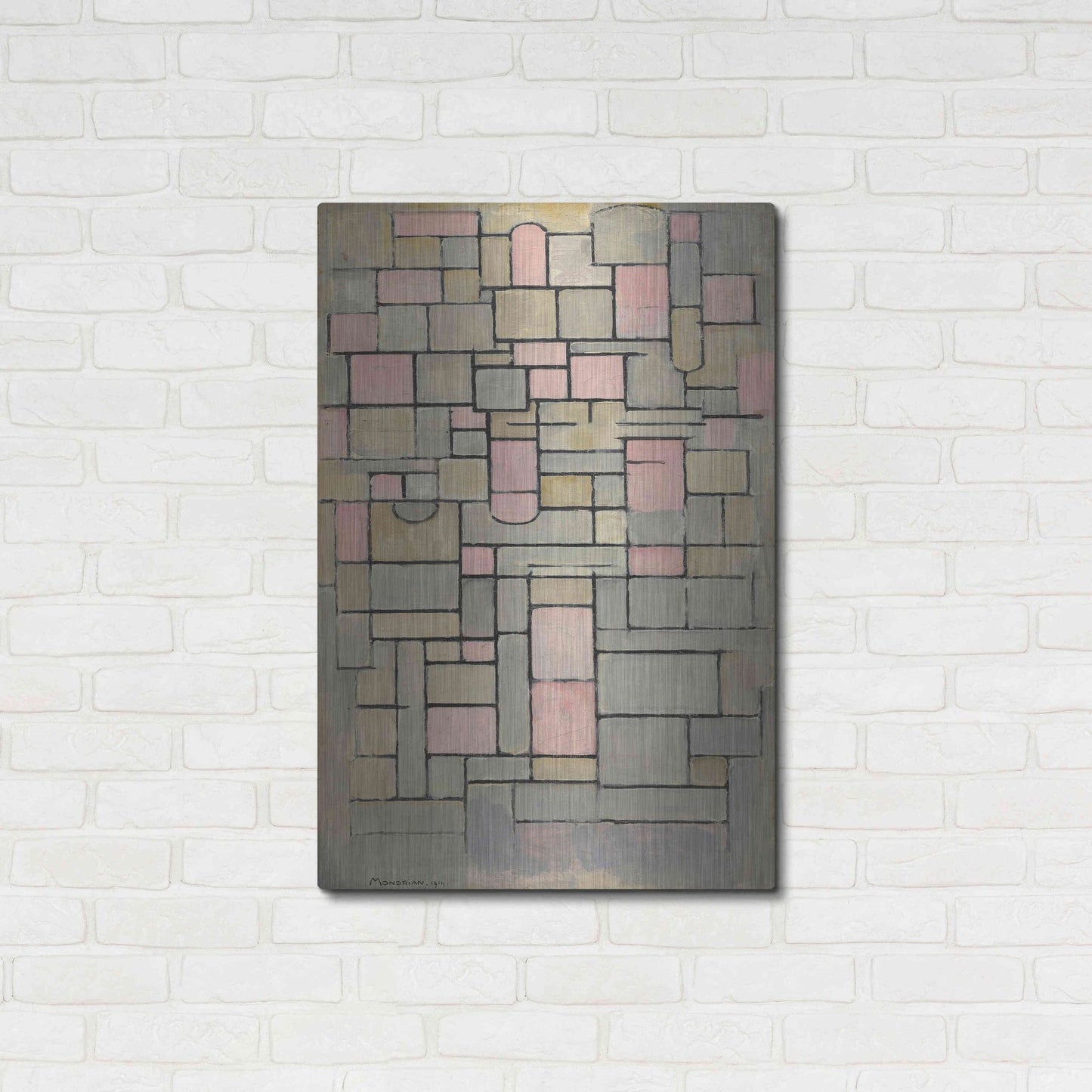 Luxe Metal Art 'Composition 8, 1914' by Piet Mondrian, Metal Wall Art,24x36