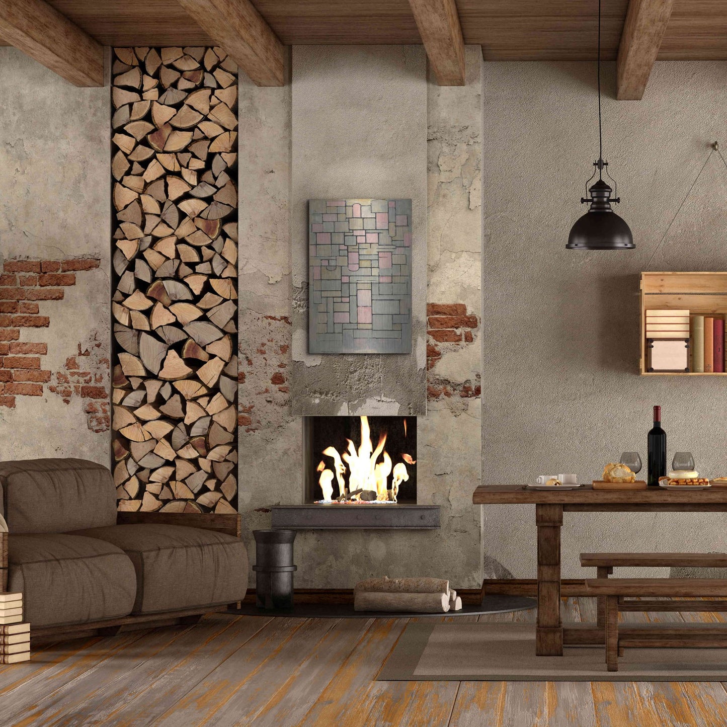 Luxe Metal Art 'Composition 8, 1914' by Piet Mondrian, Metal Wall Art,24x36