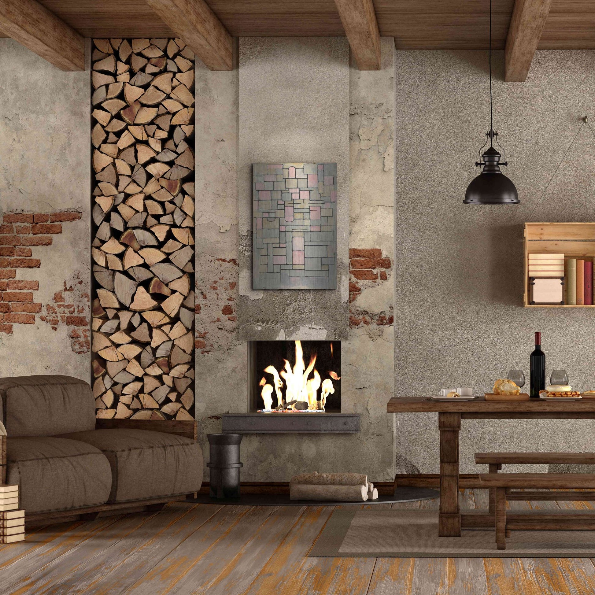 Luxe Metal Art 'Composition 8, 1914' by Piet Mondrian, Metal Wall Art,24x36