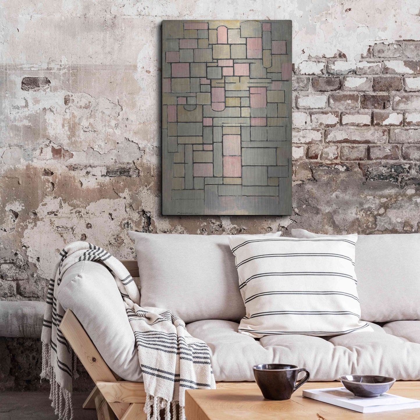 Luxe Metal Art 'Composition 8, 1914' by Piet Mondrian, Metal Wall Art,24x36