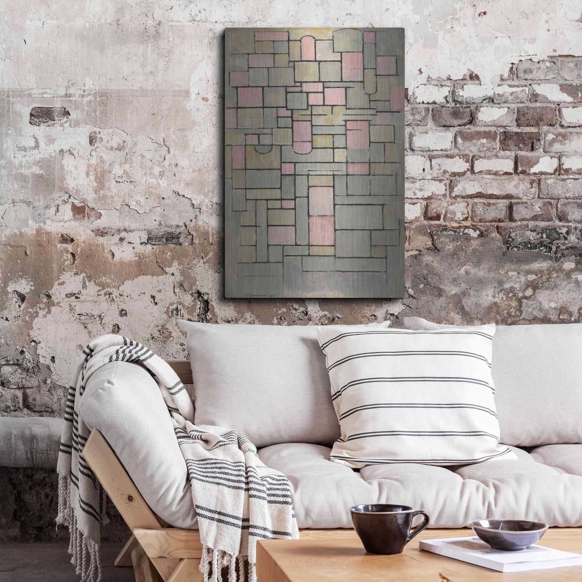 Luxe Metal Art 'Composition 8, 1914' by Piet Mondrian, Metal Wall Art,24x36