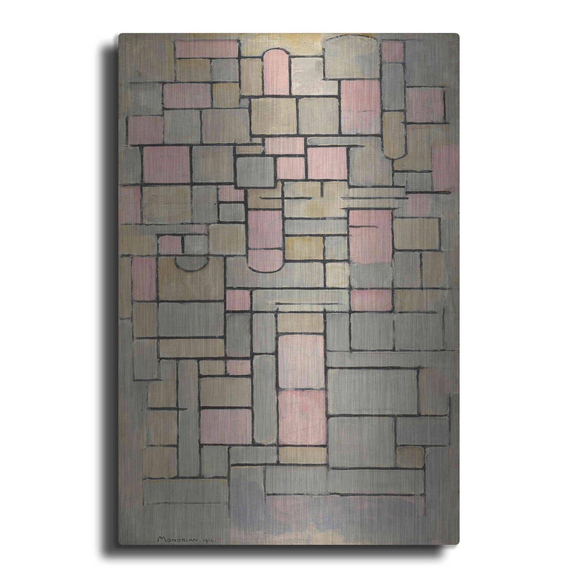 Luxe Metal Art 'Composition 8, 1914' by Piet Mondrian, Metal Wall Art