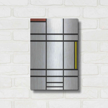 Luxe Metal Art 'Composition in White, Red, and Yellow, 1936' by Piet Mondrian, Metal Wall Art,12x16