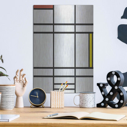 Luxe Metal Art 'Composition in White, Red, and Yellow, 1936' by Piet Mondrian, Metal Wall Art,12x16