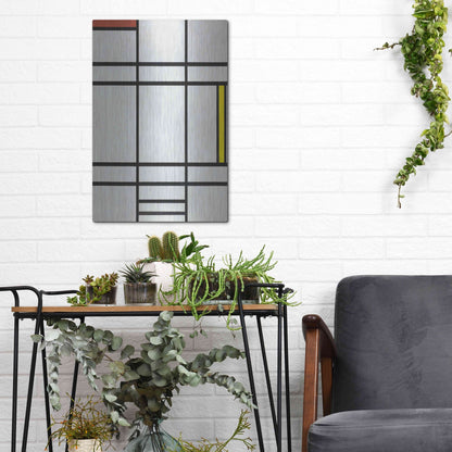 Luxe Metal Art 'Composition in White, Red, and Yellow, 1936' by Piet Mondrian, Metal Wall Art,12x16