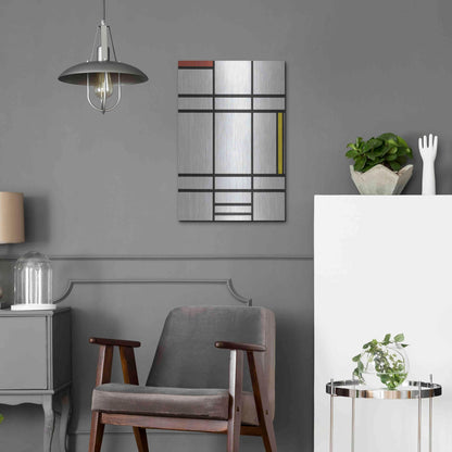 Luxe Metal Art 'Composition in White, Red, and Yellow, 1936' by Piet Mondrian, Metal Wall Art,16x24