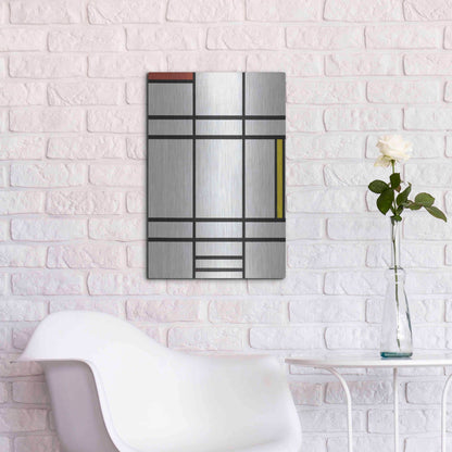 Luxe Metal Art 'Composition in White, Red, and Yellow, 1936' by Piet Mondrian, Metal Wall Art,16x24