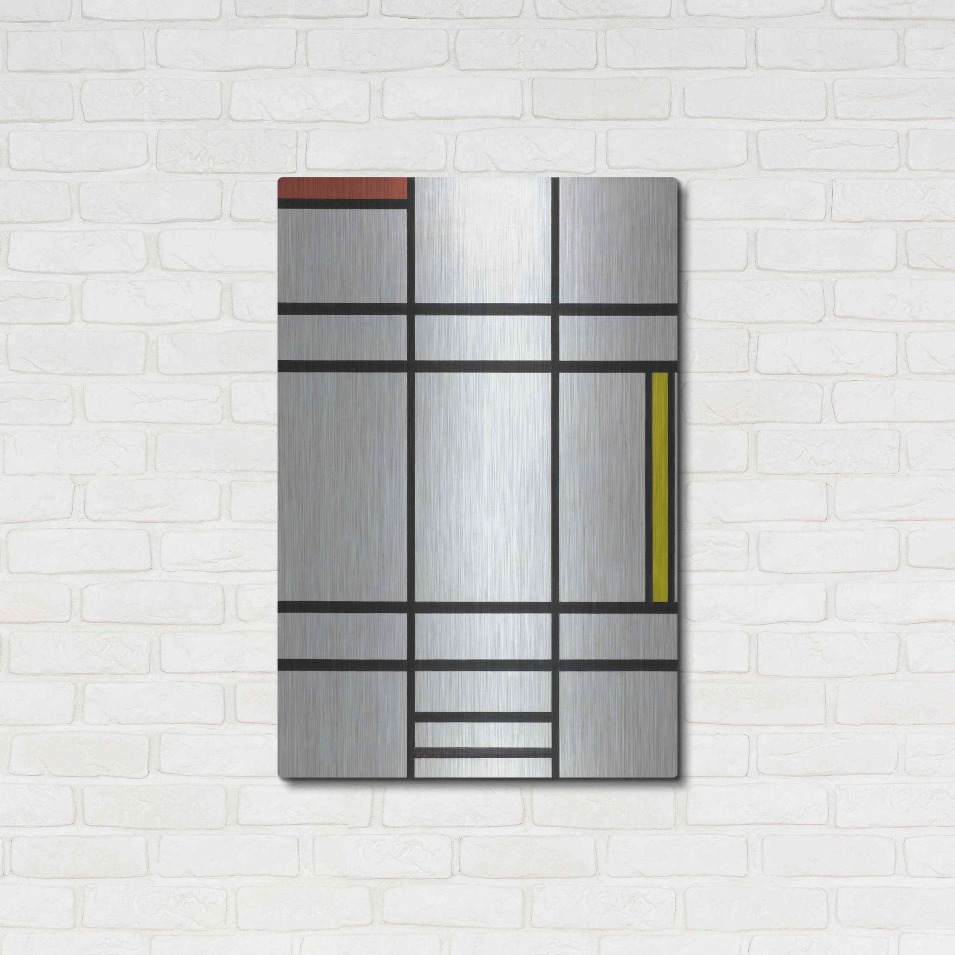 Luxe Metal Art 'Composition in White, Red, and Yellow, 1936' by Piet Mondrian, Metal Wall Art,24x36