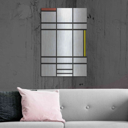 Luxe Metal Art 'Composition in White, Red, and Yellow, 1936' by Piet Mondrian, Metal Wall Art,24x36