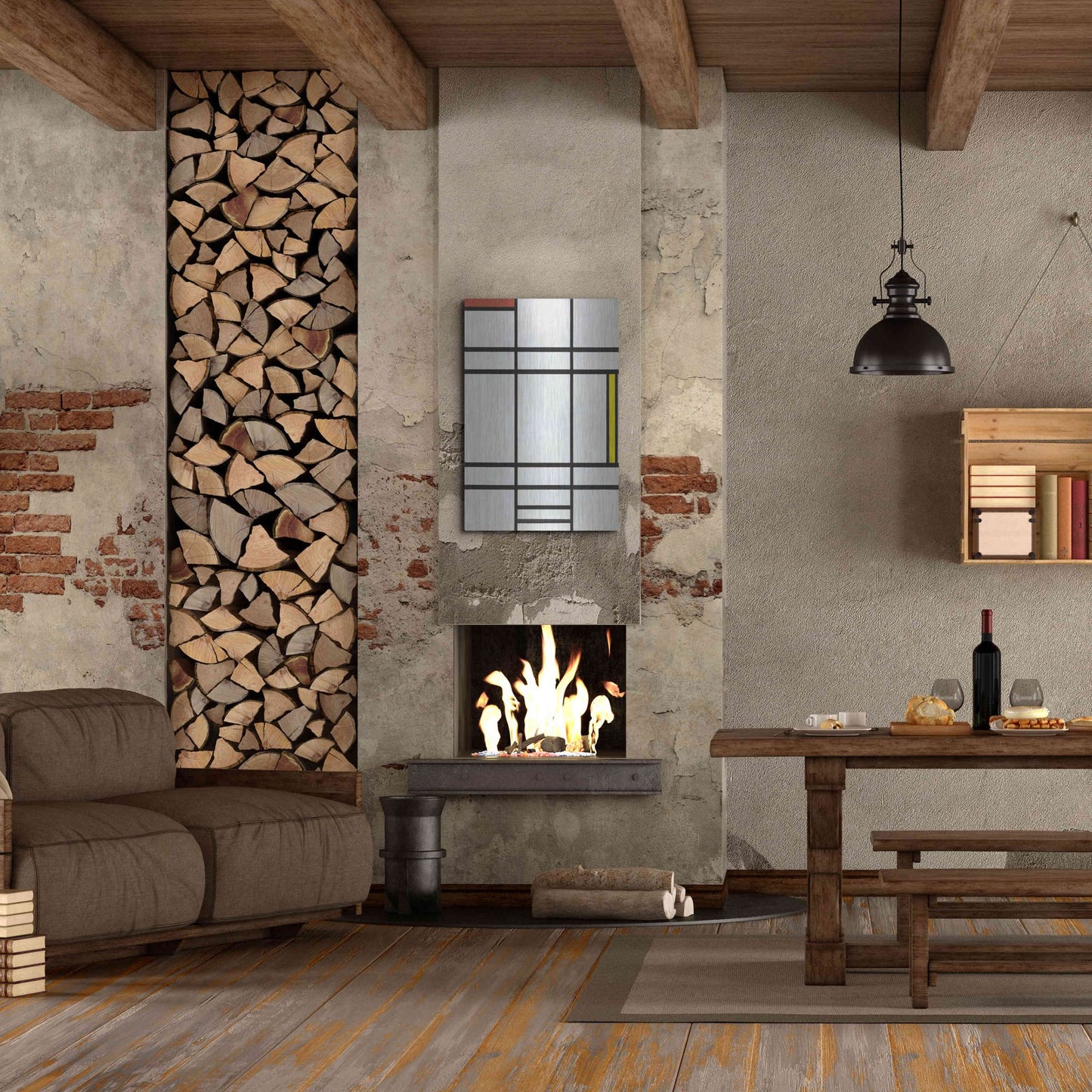 Luxe Metal Art 'Composition in White, Red, and Yellow, 1936' by Piet Mondrian, Metal Wall Art,24x36