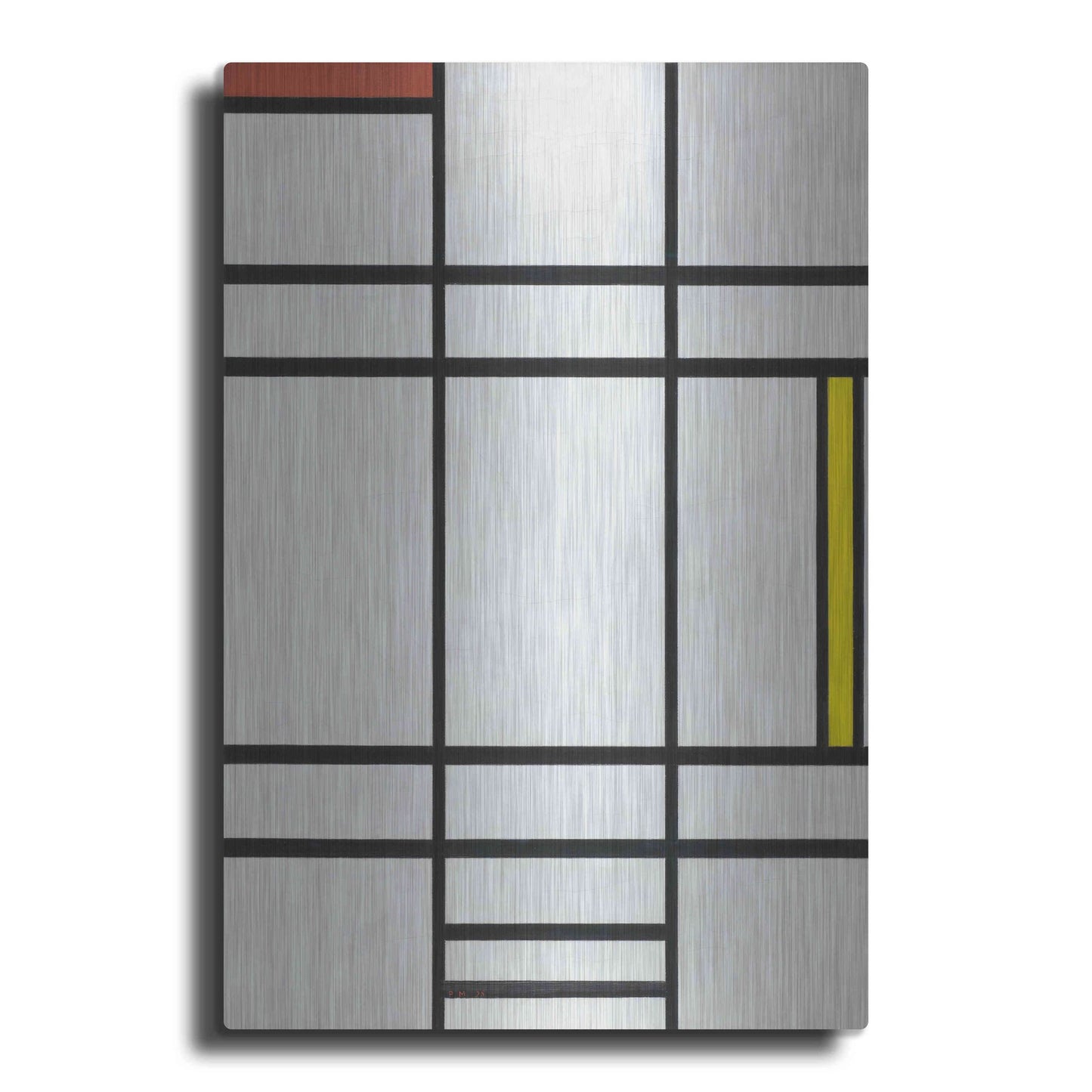 Luxe Metal Art 'Composition in White, Red, and Yellow, 1936' by Piet Mondrian, Metal Wall Art