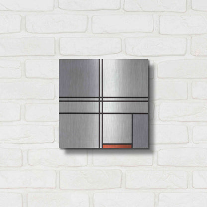 Luxe Metal Art 'Composition No. 1 Gray and Red, 1935' by Piet Mondrian, Metal Wall Art,12x12
