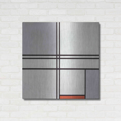 Luxe Metal Art 'Composition No. 1 Gray and Red, 1935' by Piet Mondrian, Metal Wall Art,36x36