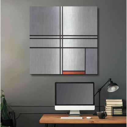 Luxe Metal Art 'Composition No. 1 Gray and Red, 1935' by Piet Mondrian, Metal Wall Art,36x36