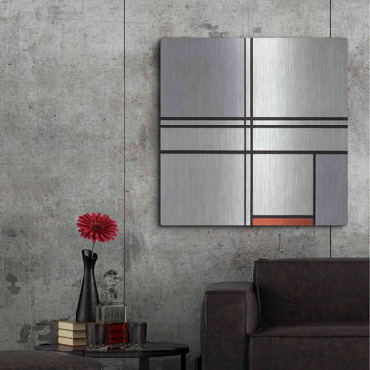 Luxe Metal Art 'Composition No. 1 Gray and Red, 1935' by Piet Mondrian, Metal Wall Art,36x36